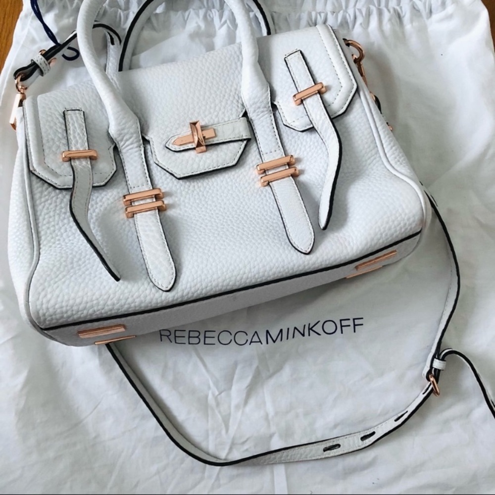 rebecca minkoff white and rose gold jules satchel bag - Picture 1 of 10